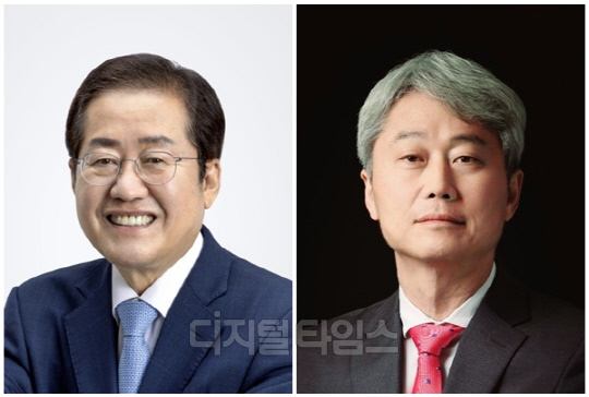 홍준표 대구시장(왼쪽)과 김근식 경남대학교 정치외교학과 교수. <디지털타임스 DB>